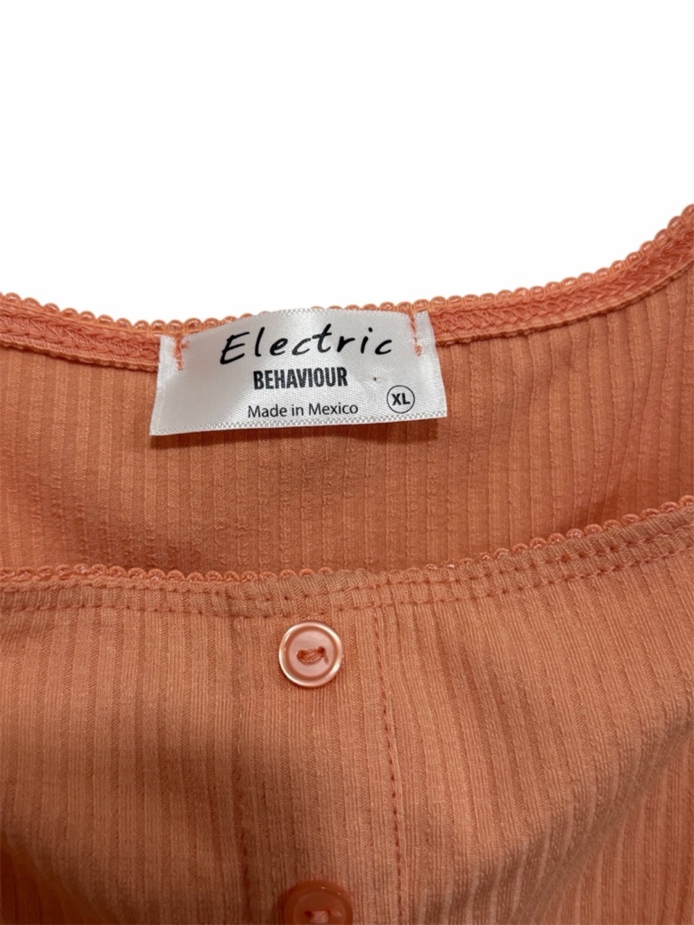 Electric Behaviour Rust Orange Ribbed Peplum Top - Picture 3 of 5